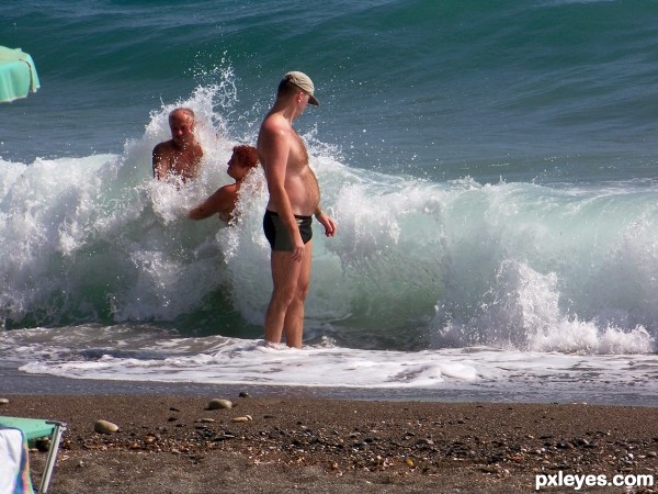 Playing in the surf