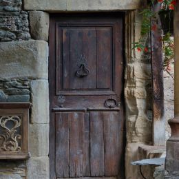 Old Stones, flowers and door Picture