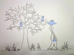 Senorita and the little birds... Picture