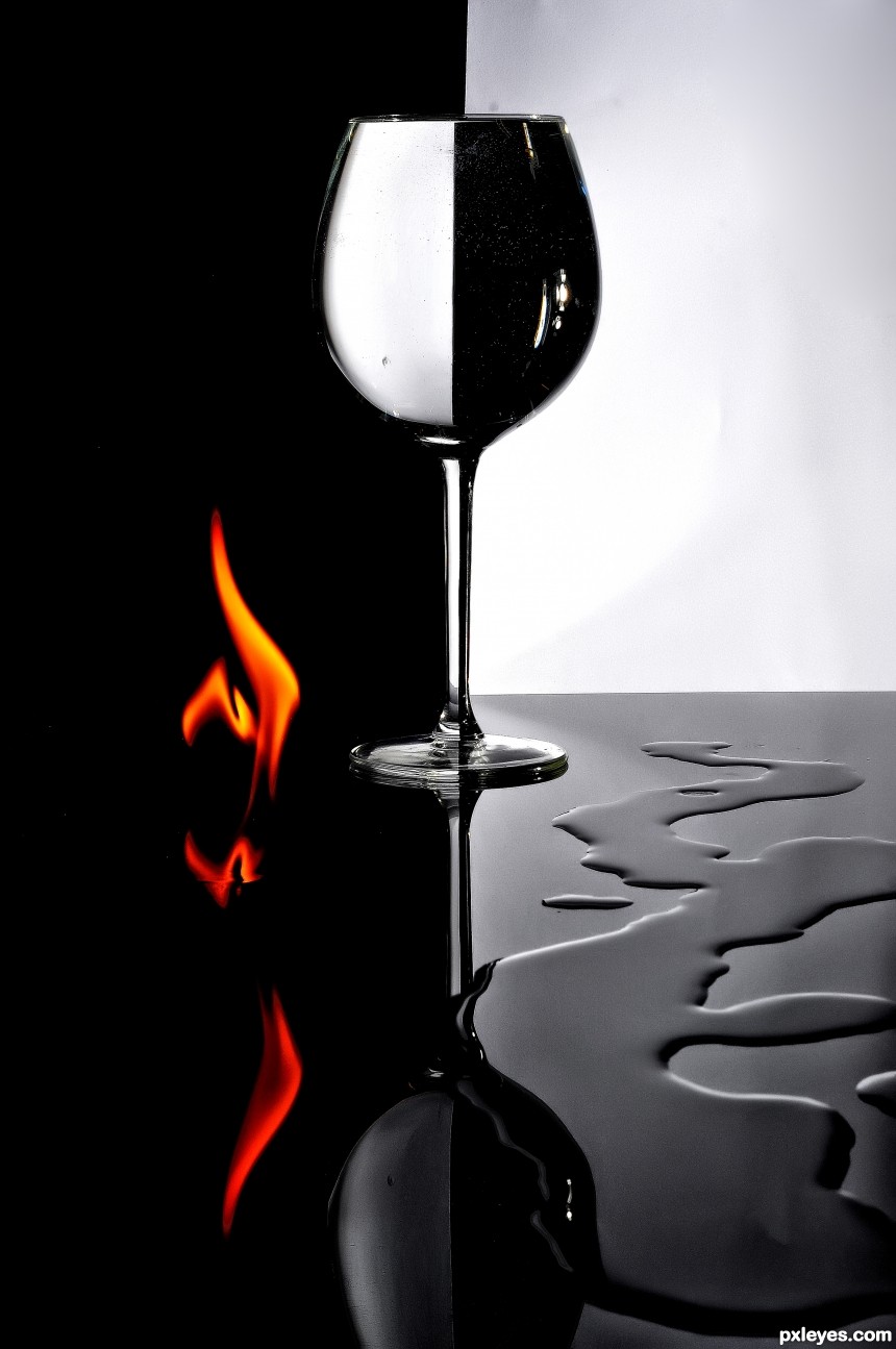 Black vs White/Water vs Fire photoshop picture)