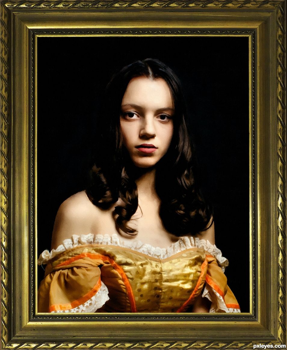 Portrait of a young lady in a yellow dress