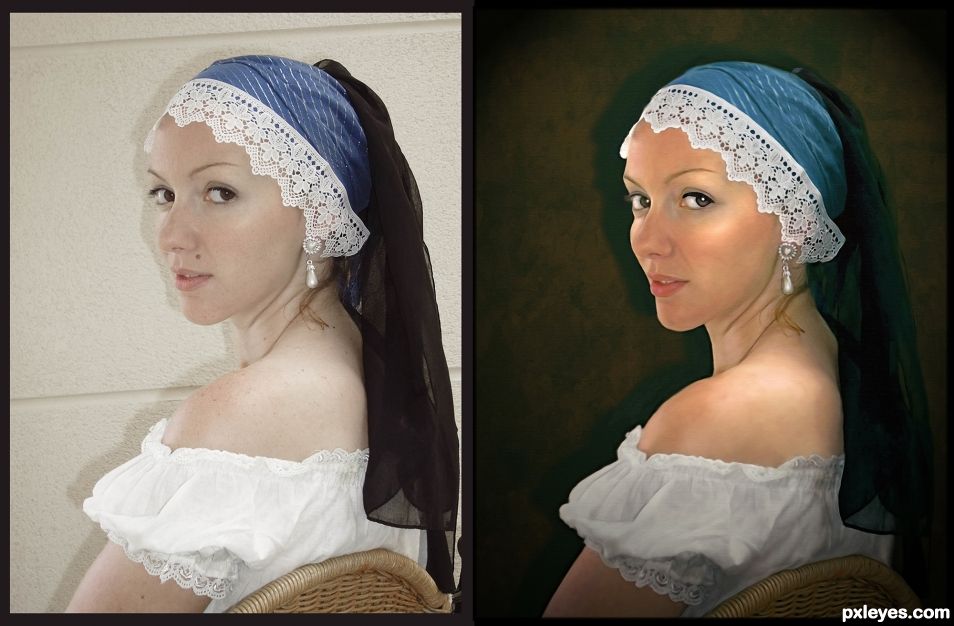Creation of Girl with pearl earring: Step 9