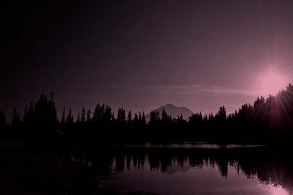 Moonrise Over Mt Rainier