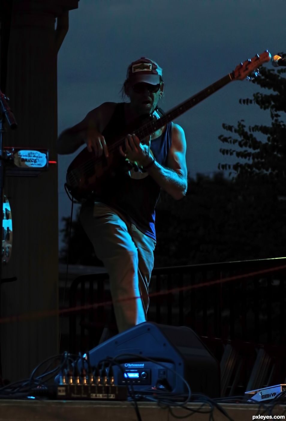 Jammin at Night Under Blue Lights