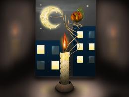 Candle,Flower,Moon