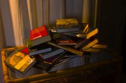 Books piled up