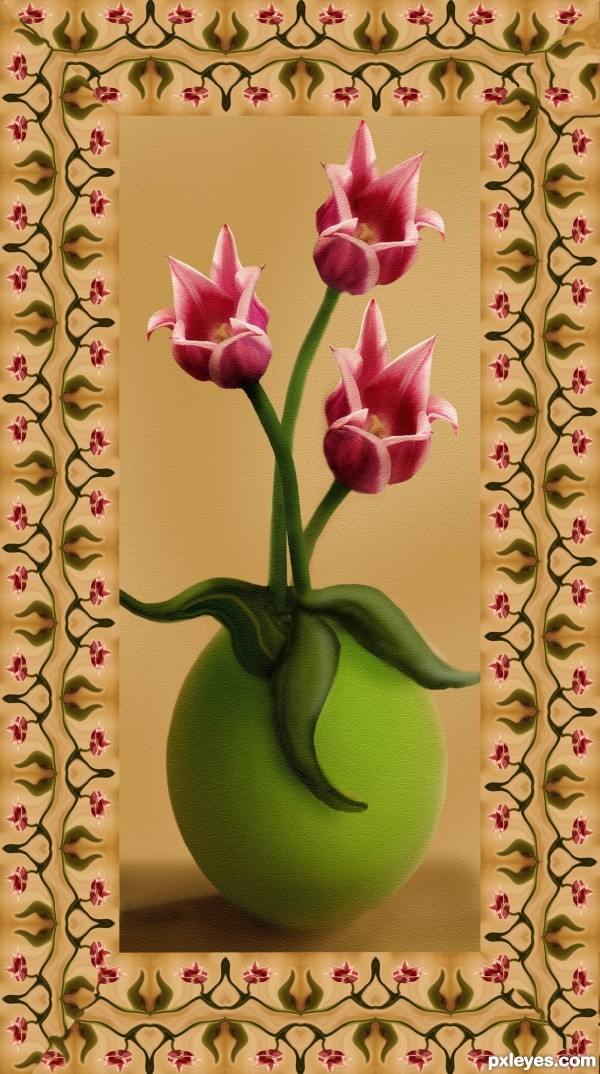 Creation of Tulips on Canvas: Final Result