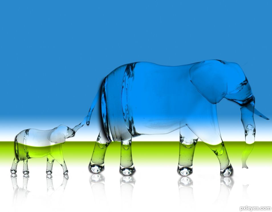 Creation of Elephants made out of glass: Final Result