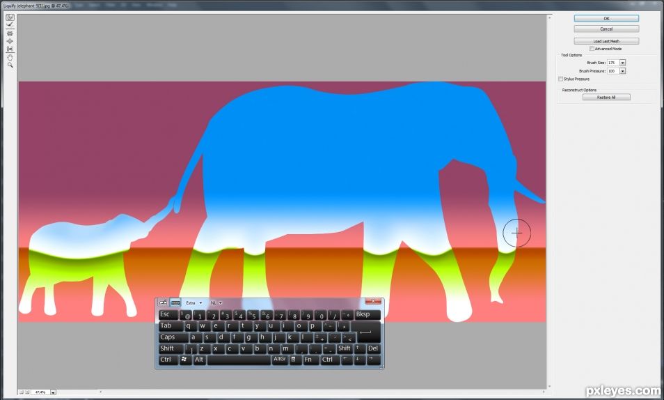 Creation of Elephants made out of glass: Step 12