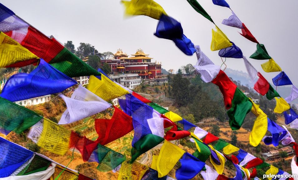 Creation of Prayer Flags in the Wind: Step 1