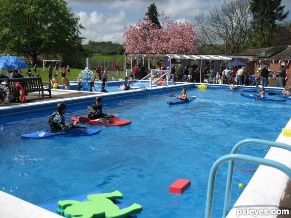A busy village pool