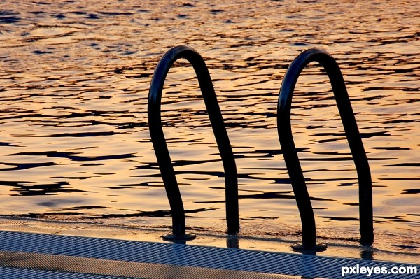 poolside at sunset