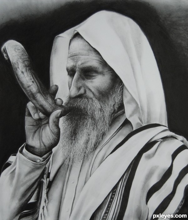 Creation of rabbi blowing shofar: Final Result