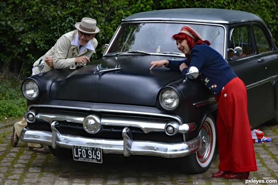 Posing over a Car