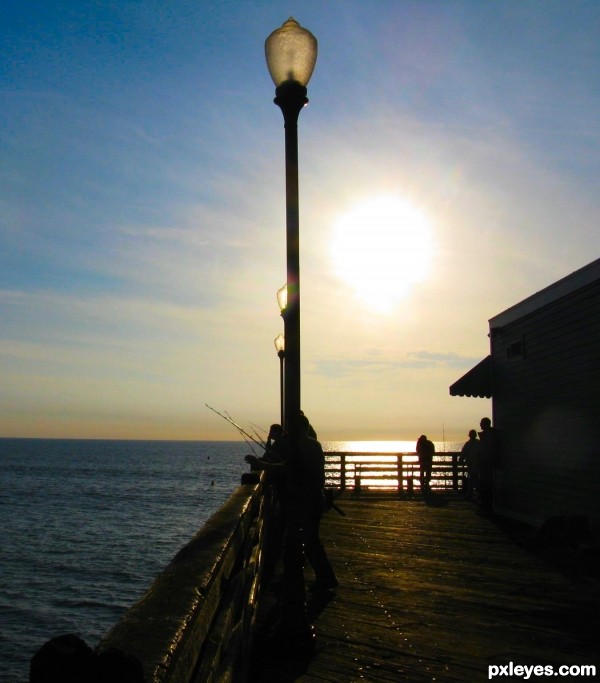 Along The Railing At Sundown