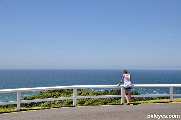 Girl and the handrail