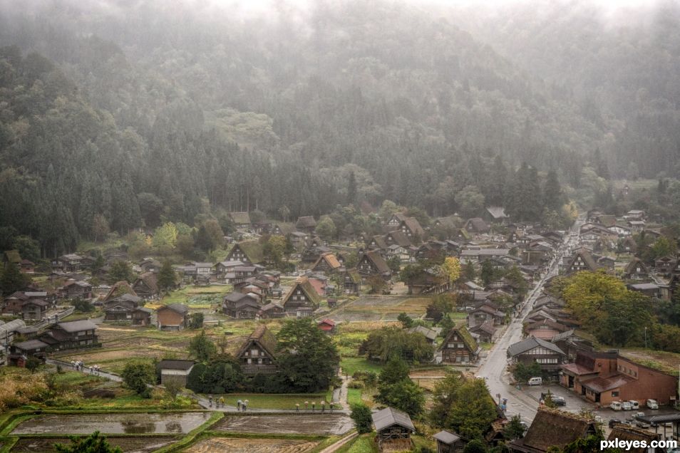 Shirakawa in the Rain