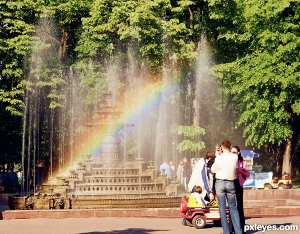 The rainbow takes a shower