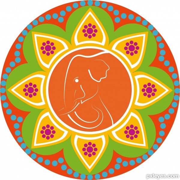 Rangoli w. Elephant