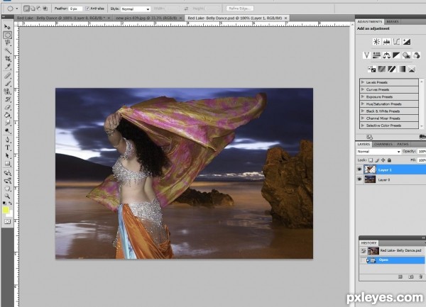 Creation of Belly Dancer on Red Lake: Step 2