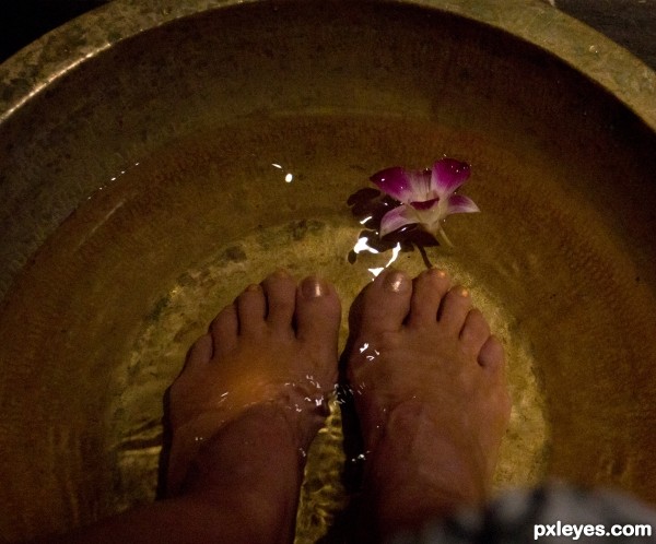 A nice hot relaxing footbath