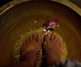 A nice hot relaxing footbath