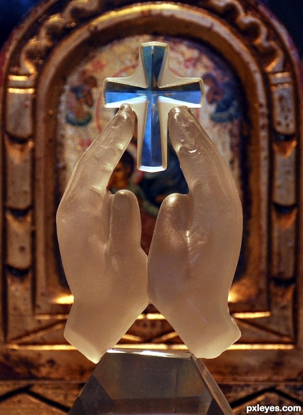 Cross and Praying Hands