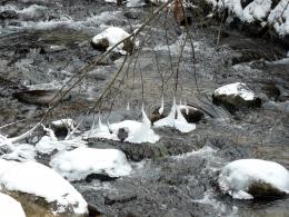 Rocks overed with ice and snow