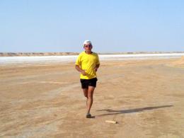 Jogging in desert