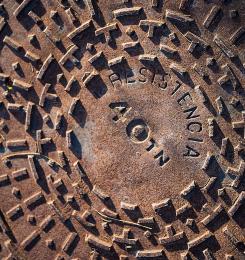 Rusted manhole cover