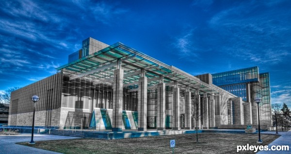modern architecture in blue
