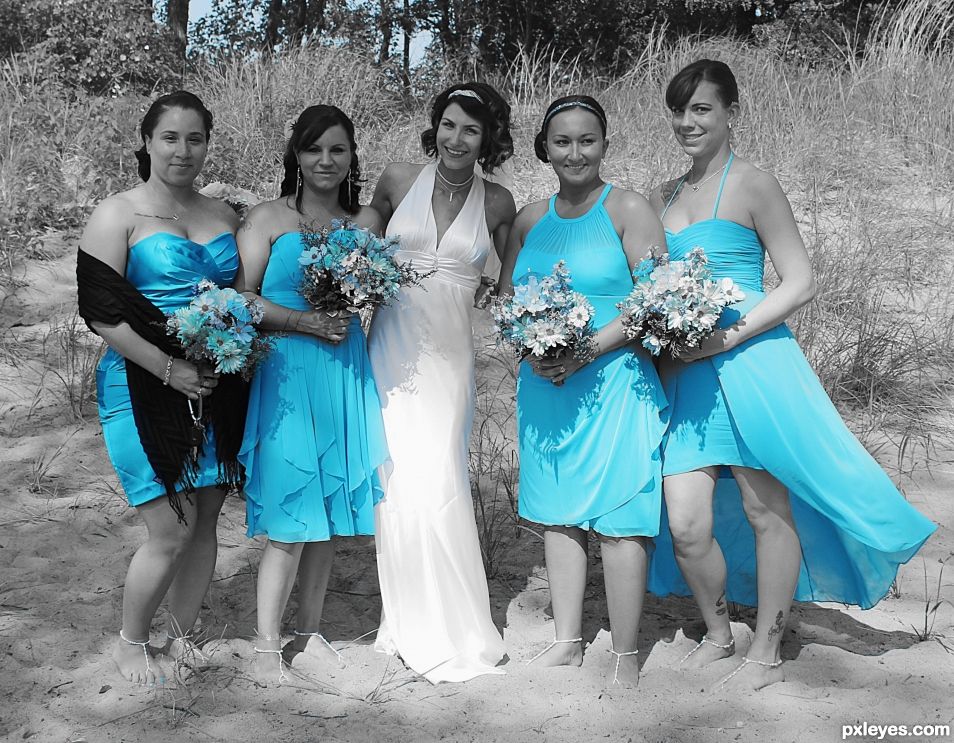 bride and bridemaids