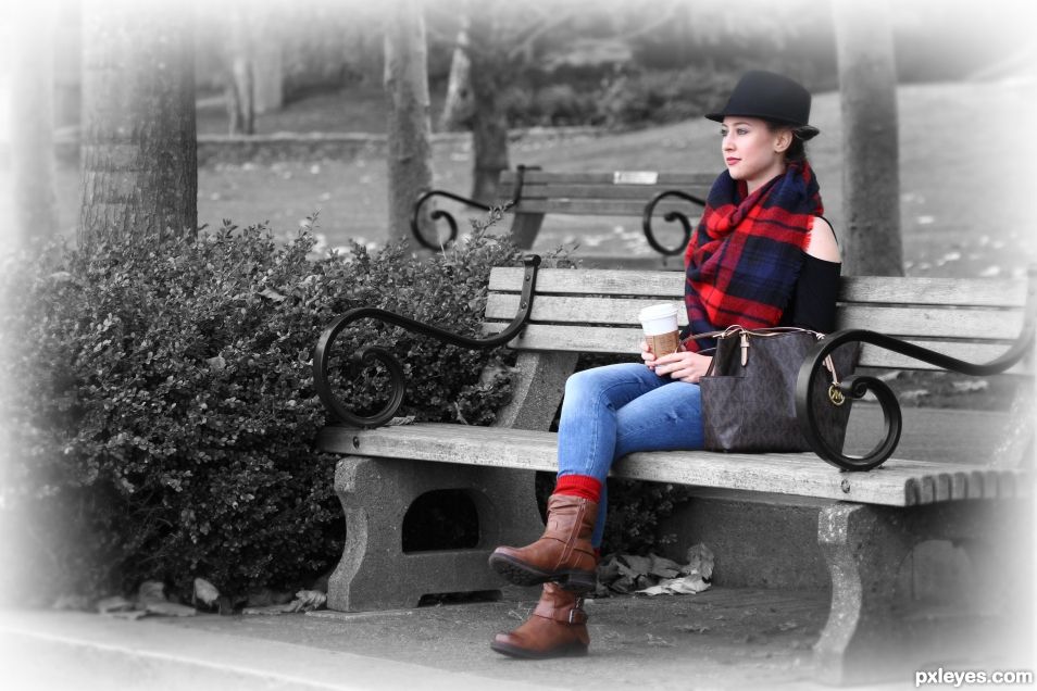 Girl on Park Bench