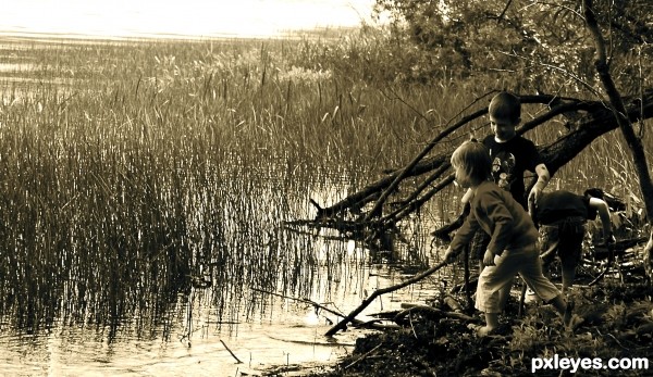 playing by the river