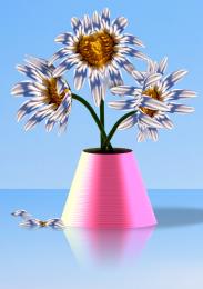 Pink Vase with Daisies