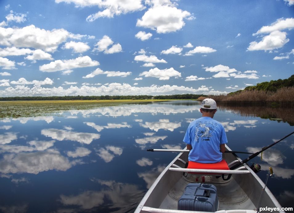 Fishing from a Grumman canoe