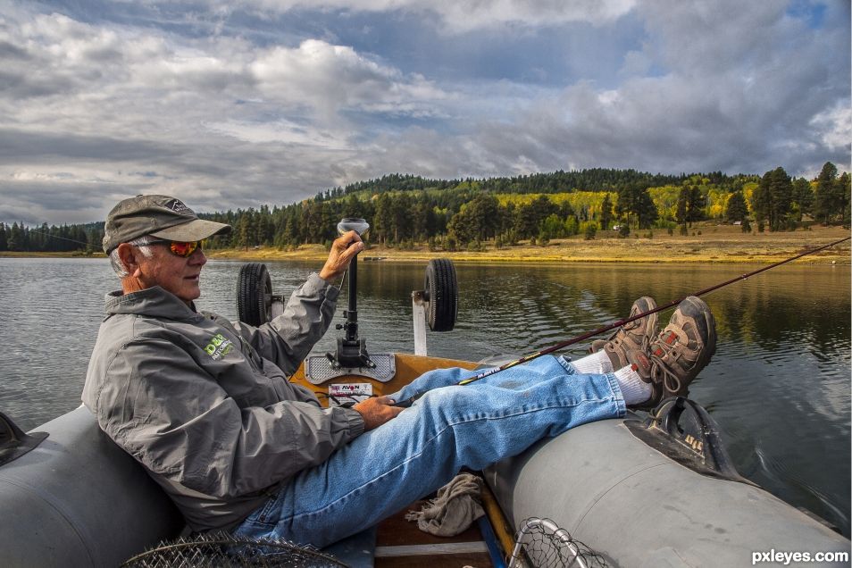 Fishing from a rubber boat