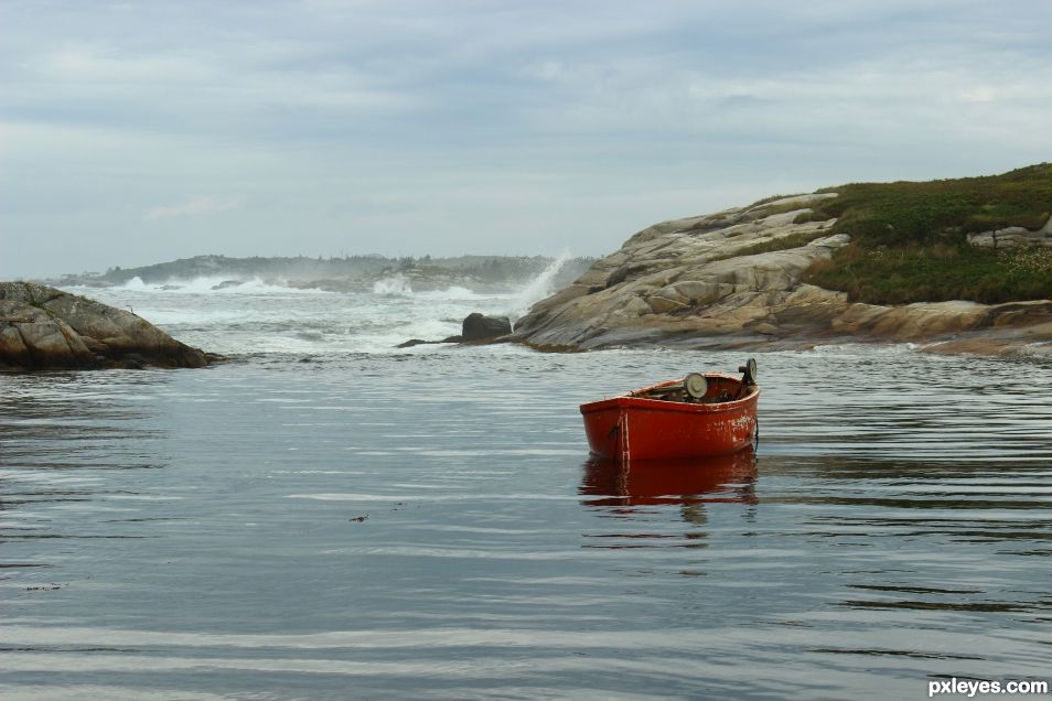 Single Red Boat