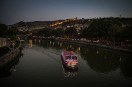 On the river at sunset