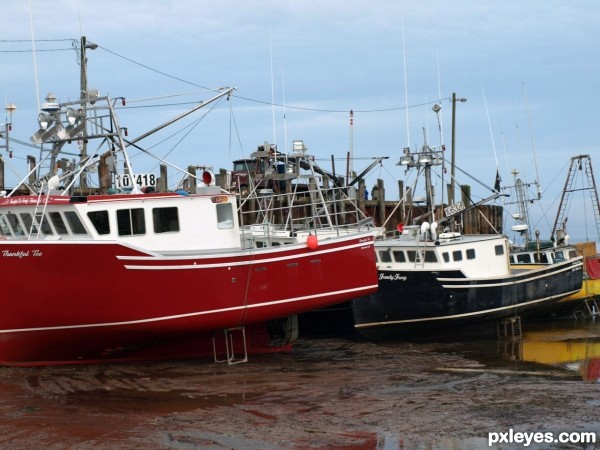 Red And Black Boats