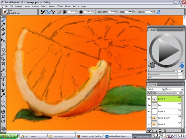 Creation of lime,orange and grape fruits: Step 5