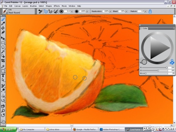 Creation of lime,orange and grape fruits: Step 6