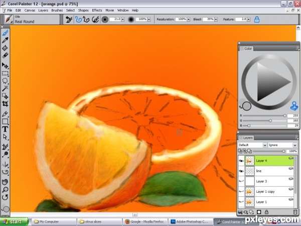 Creation of lime,orange and grape fruits: Step 7