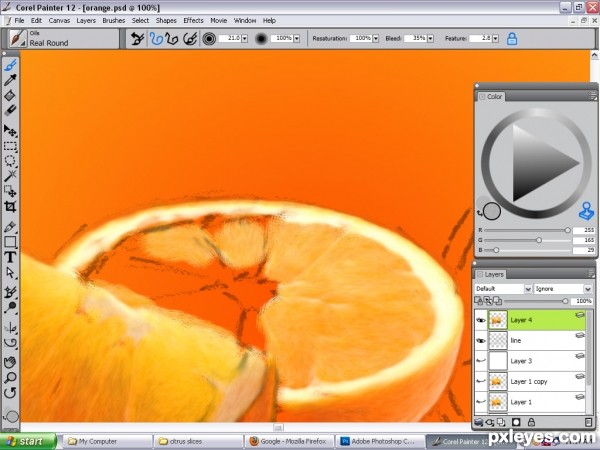 Creation of lime,orange and grape fruits: Step 8