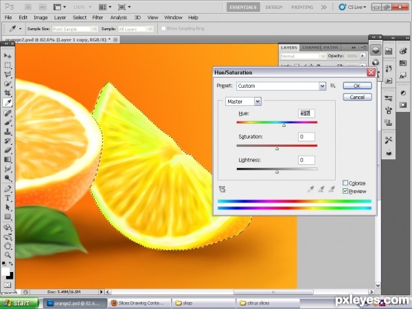 Creation of lime,orange and grape fruits: Step 25