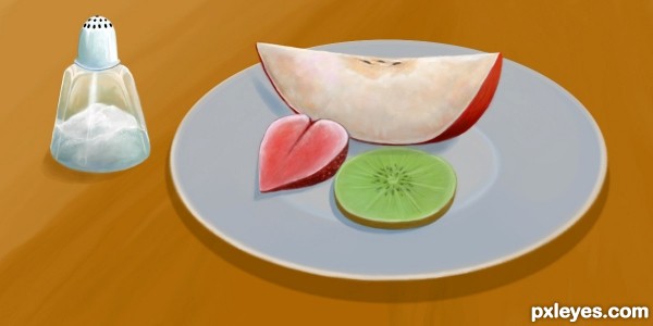 Creation of strawberry, kiwi, apple .: Step 5