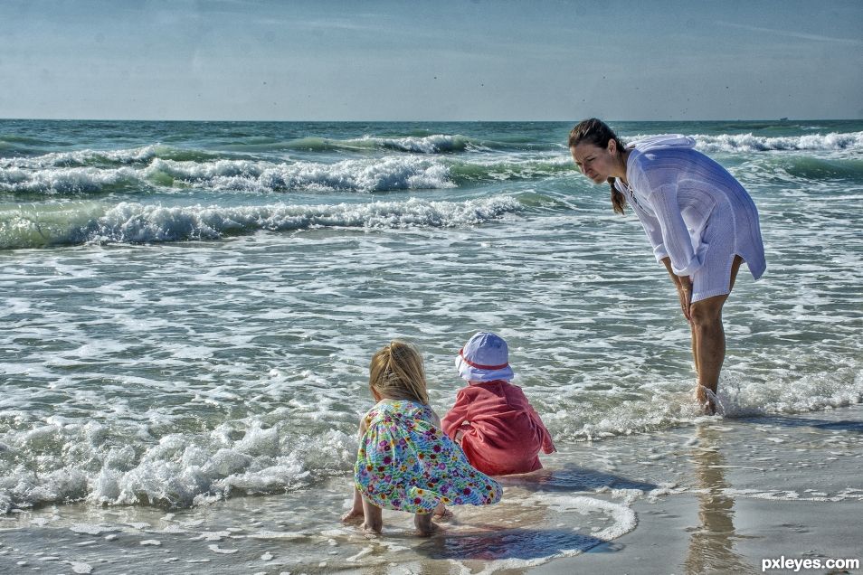 Playing in the surf