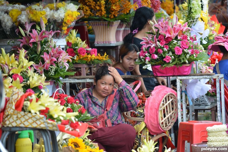 Flower shop at the market 