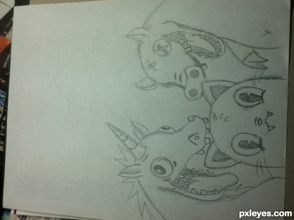 Creation of The Unicorn, Pig, and Cat: Step 2