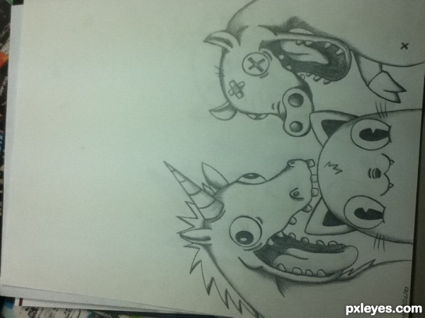 Creation of The Unicorn, Pig, and Cat: Step 3